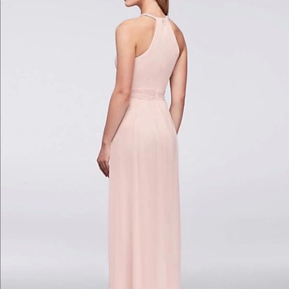 David’s bridal high neck embellished coral dress - Picture 3 of 5